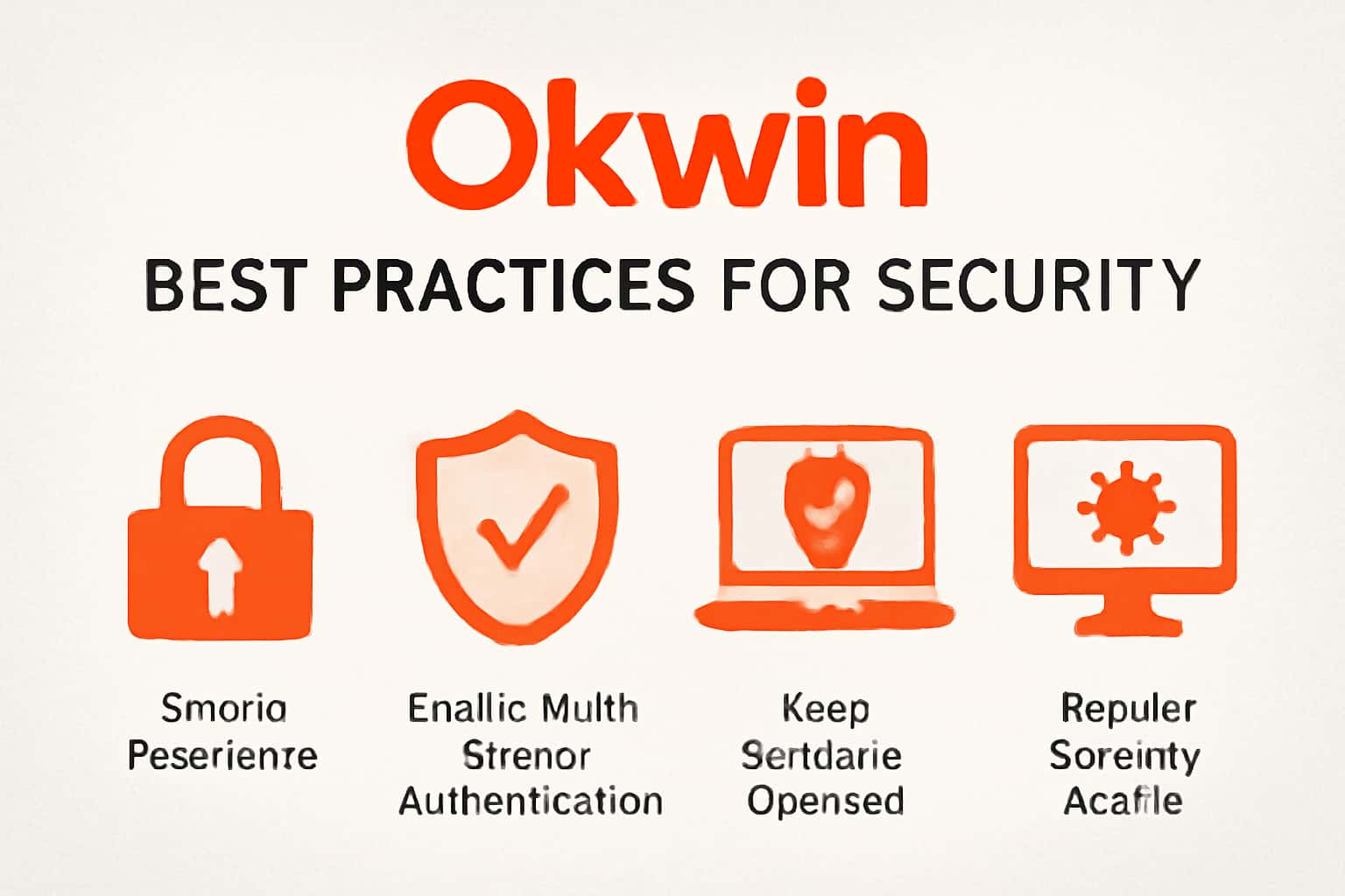An informational scene displaying best practices for Okwin Security with a focus on app installation and permissions.