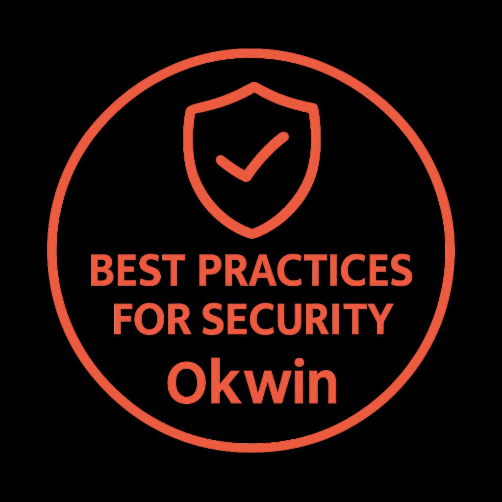 A badge illustrating Okwin Security best practices with a focus on clarity and professionalism.