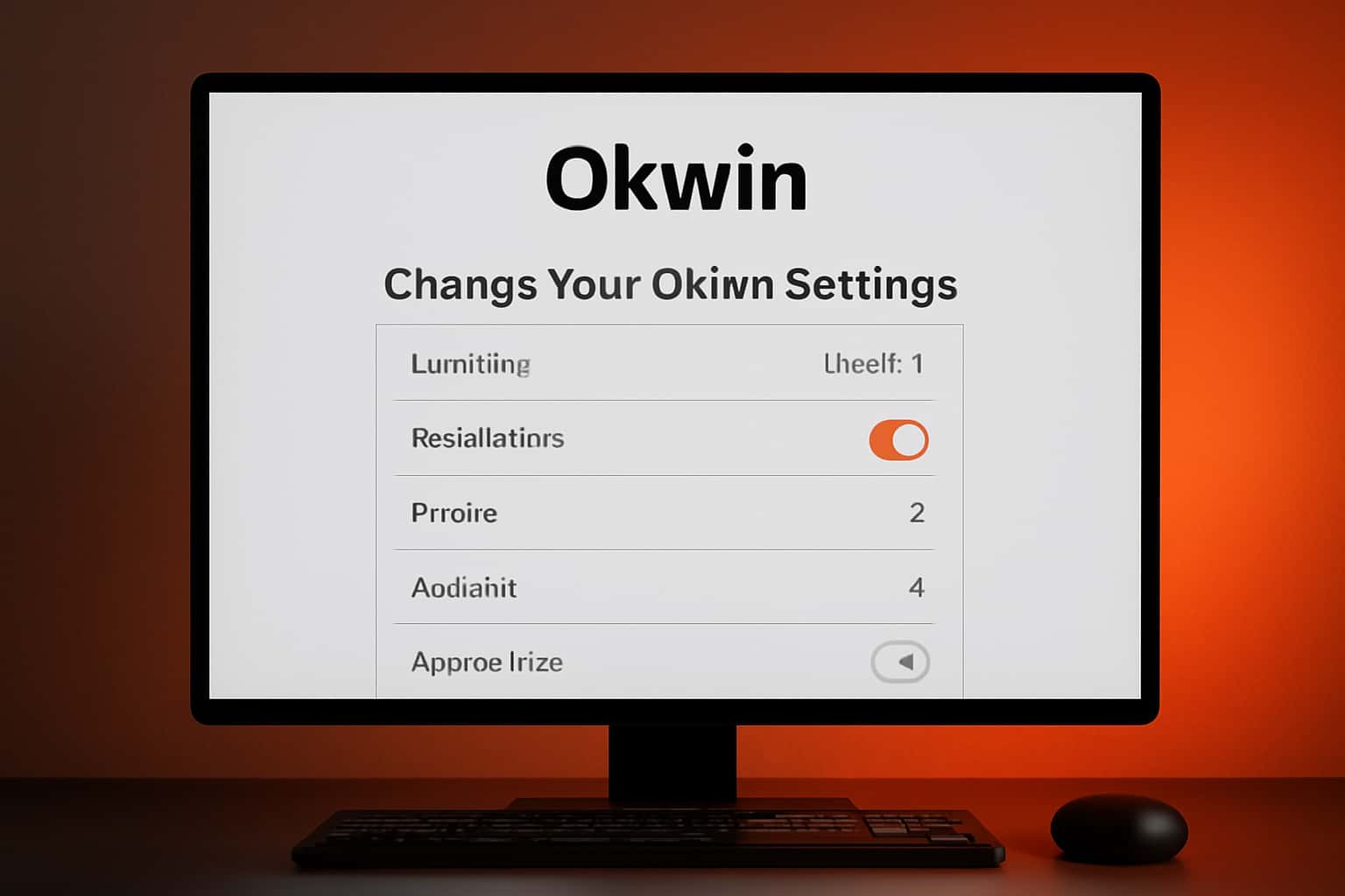 Visual representation of changing settings in the Okwin app.