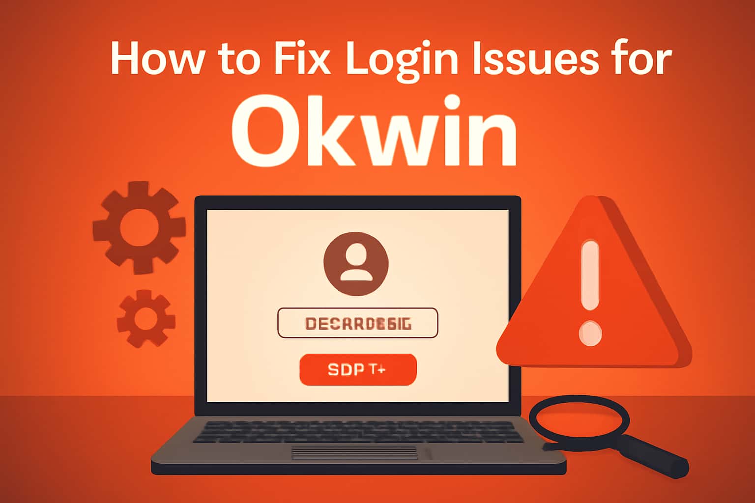 A detailed scene illustrating Okwin login issue resolutions.