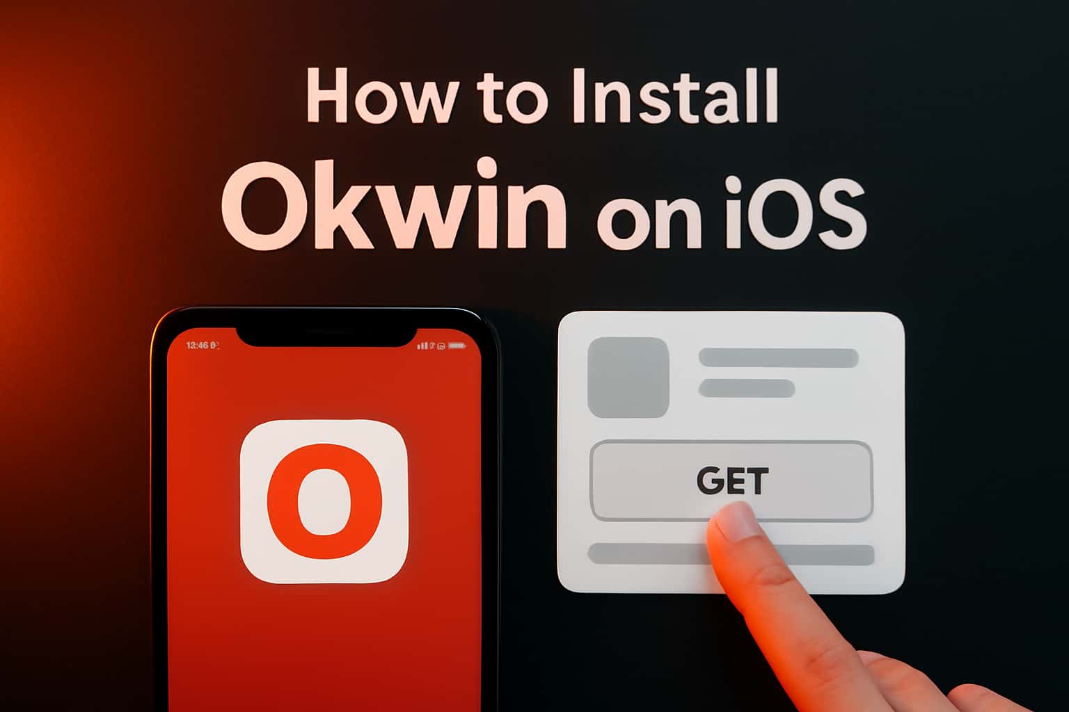 Informative visual about the installation process of Okwin on iOS.