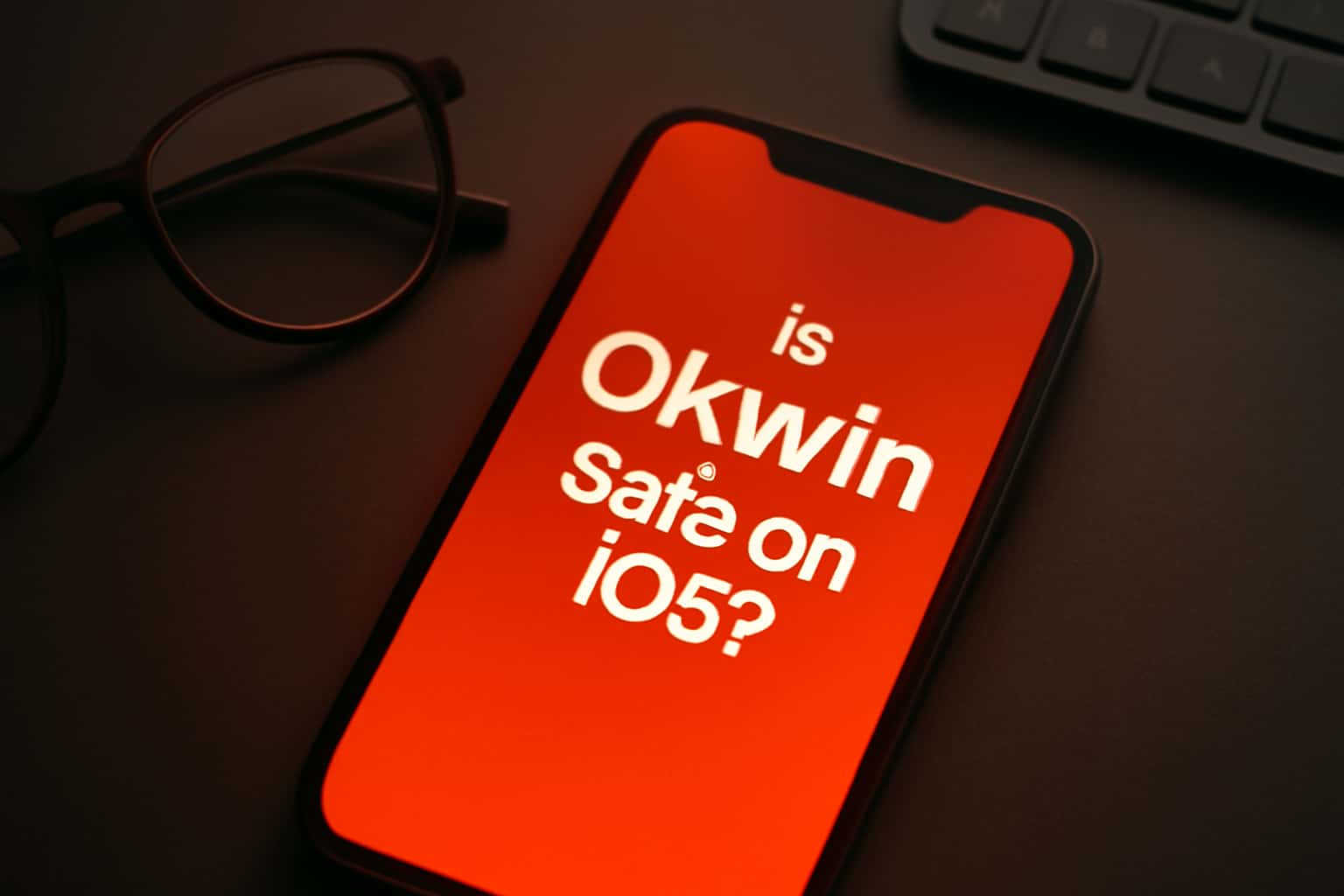 An informative scene illustrating the safety and features of Okwin on iOS.