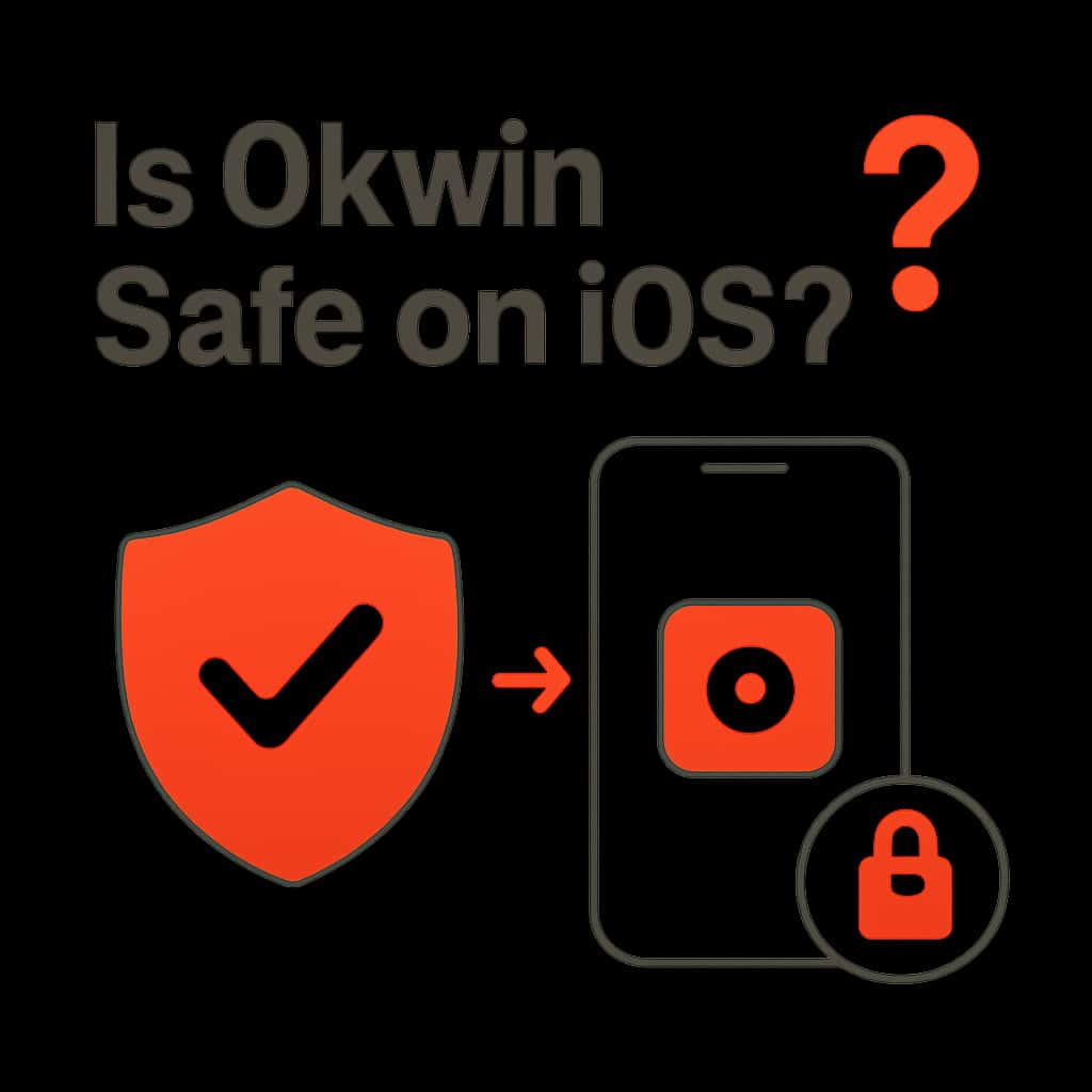 An educational diagram outlining how to ensure Okwin's safety on iOS.