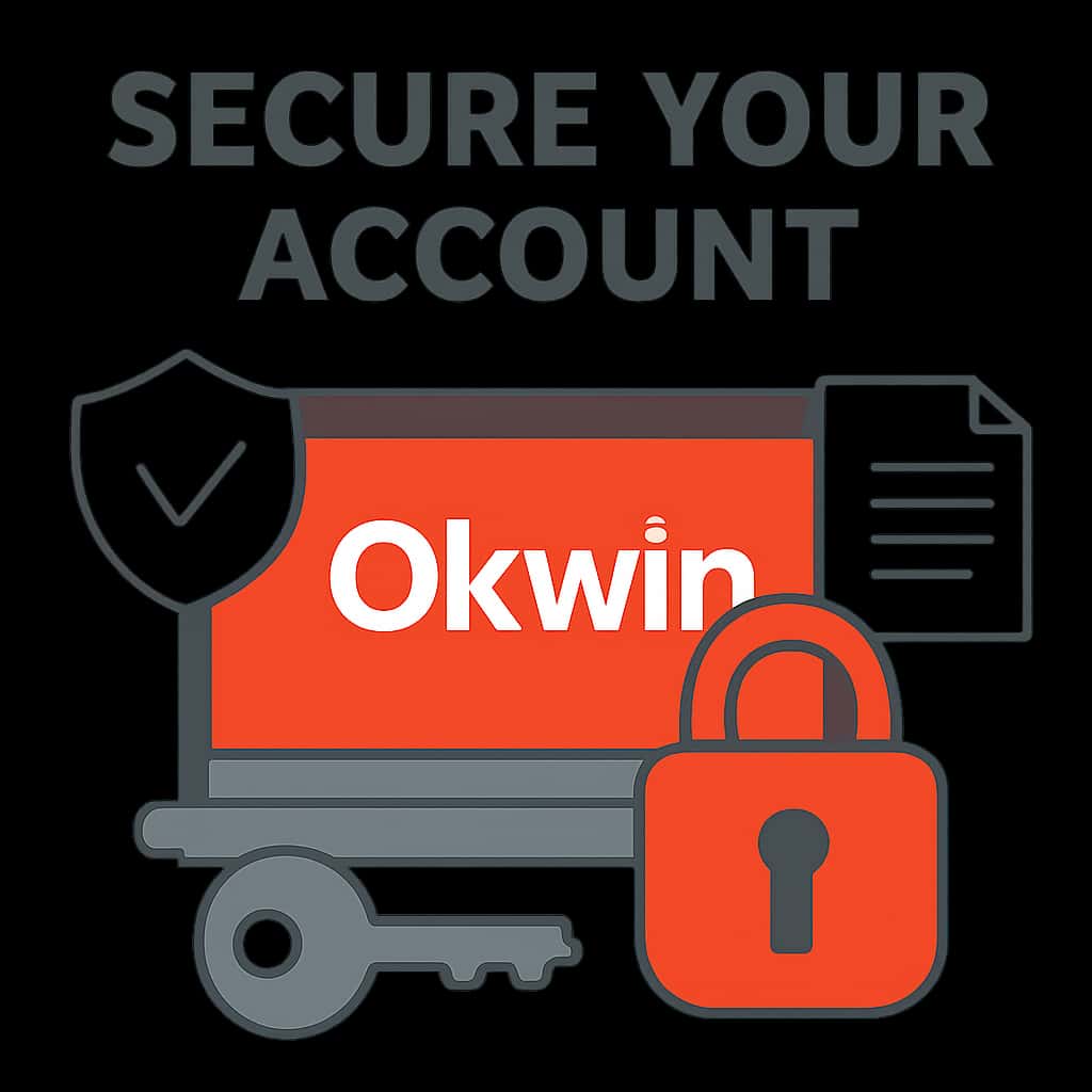 Illustration showing steps to secure an Okwin account.